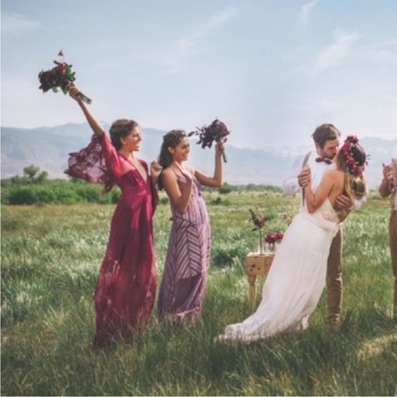 Jen’s Pirate Booty X Free People Magenta lace ethereal maxi dress - Picture 4 of 14